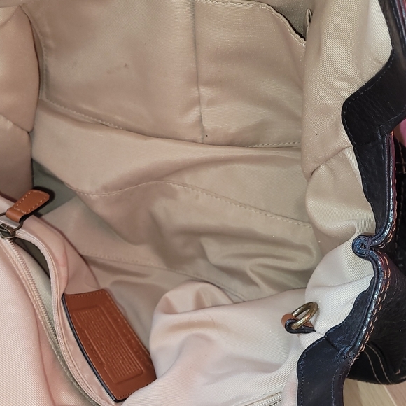 COACH Chelsea Black Pebbled Leather  Grommet Tote Satchel - Picture 13 of 14